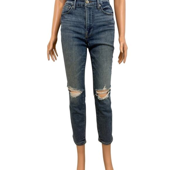 Good American 4/27 distressed high rise waist stretch jean J2 3021 - Picture 14 of 14